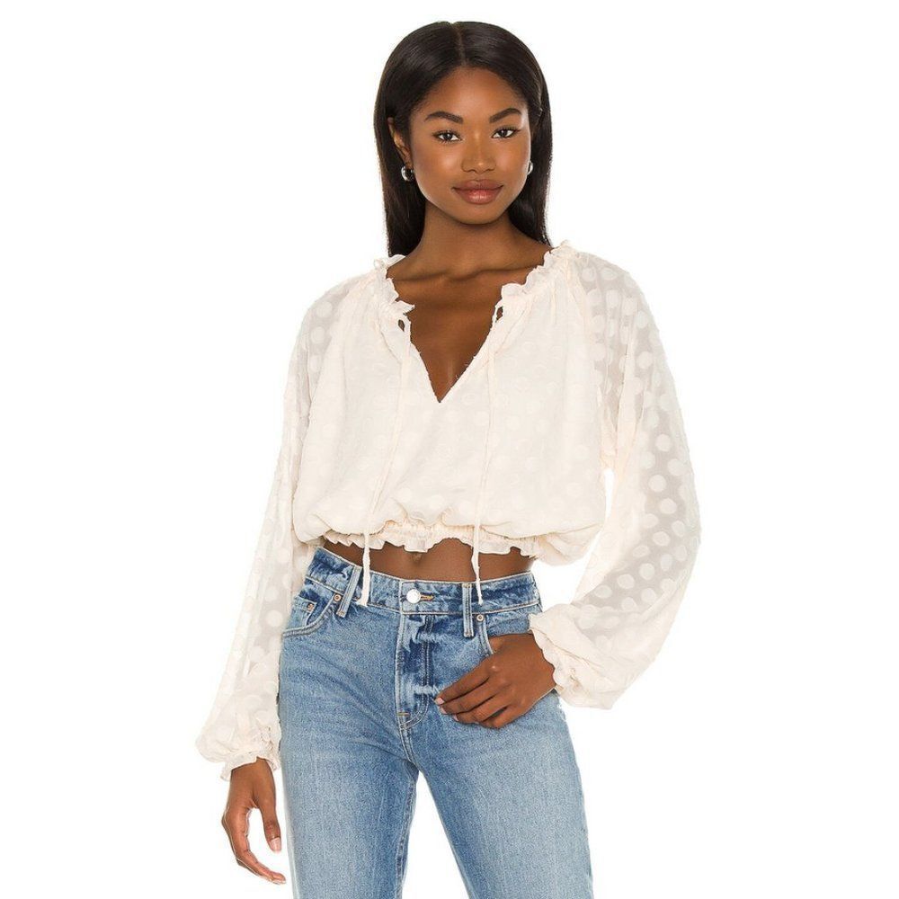 Show Me Your Mumu Sz. S White Dot Margo Crop Top 